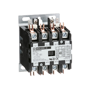 Schneider Electric Definite Purpose Contactor; 40A; 277VAC Coil Voltage; 4-Pole; 4 NO; Open Type; Panel Mount